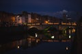 Dublin`s night cityscape with bridge over Liffey river Royalty Free Stock Photo