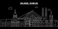 Dublin silhouette skyline. Ireland - Dublin vector city, irish linear architecture, buildings. Dublin travel