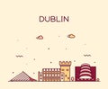 Dublin skyline, Ireland vector linear style city