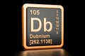 Dubnium Db chemical element. 3D rendering