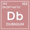 Dubnium. Transition metals. Chemical Element of Mendeleev\'s Periodic Table. 3D illustration Royalty Free Stock Photo