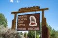 Dubois, Wyoming - June 24, 2020: Sign for the National Bighorn Sheep Center, a museum dedicated to the animal