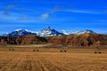 Dubois Wyoming Mountain Farming View of harvested Alfalfa field in front of the Absaroka Mountain Range