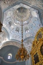 Hanging Chandelier under Vault of the Dome of Dubrovitsy Church Royalty Free Stock Photo