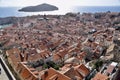 Looking down over the red tiles roofs of Dubrovnik. UNESCO World Heritage Site. Royalty Free Stock Photo