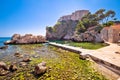 Dubrovnik bay and historic walls and Lovrijenac fort view