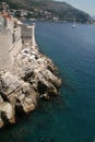 Dubrovnik beach by city wall. Croatia. Royalty Free Stock Photo