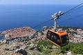 Dubrovnik Cable Car descending Mount Srd towards the historic Old Town in July 2023