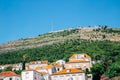 Dubrovnik Cable Car and old town houses in Croatia Royalty Free Stock Photo