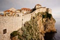 Dubrovnik city wall at sunset Royalty Free Stock Photo