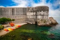 Dubrovnik City Walls near the public beach Kolorina Royalty Free Stock Photo