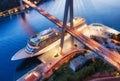 Dubrovnik, Croatia. Aerial view at the cruise ship during sunset. Adventure and travel.  Landscape with cruise liner on Adriatic s Royalty Free Stock Photo