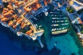 Dubrovnik, Croatia. Aerial view on the old town. Vacation and adventure. Town and sea. Top view from drone at on the old castle an Royalty Free Stock Photo