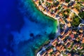 Dubrovnik, Croatia. Aerial view on the old town. Vacation and adventure. Town and sea. Top view from drone at on the old castle an Royalty Free Stock Photo