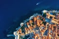 Dubrovnik, Croatia. Aerial view on the old town. Vacation and adventure. Town and sea. Top view from drone on the old castle and b Royalty Free Stock Photo