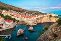 Dubrovnik, Croatia: Aerial view on the old town (medieval Ragusa) surrounded by fortified walls above the