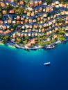 Dubrovnik, Croatia. Aerial view at the town. Vacation and adventure. Town near sea. Top view from drone at on the houses and azure Royalty Free Stock Photo