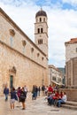 Bell tower of the Franciscan Church of the Little Brothers in old town Dubrovnik