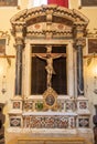 Dubrovnik, Croatia - Aug 23, 2020: Jesus crucifix inside Franciscan church in old town