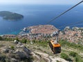 cable car reaching top of mountain above Dubrovnik Royalty Free Stock Photo
