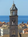 Closeup of buildings inside fortified walls of Dubrovnik old town