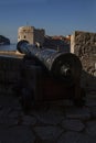 Dubrovnik, Croatia. Cannon stand on city wall.