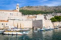 Dubrovnik, Croatia, picturesque view on the old town and port medieval Ragusa and Dalmatian Coast of Adriatic Sea. Royalty Free Stock Photo