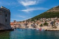 Old town of Dubrovnik with its old port full of boats Royalty Free Stock Photo