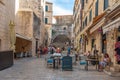 Dubrovnik, Croatia, July 26, 2020: View of a narrow street in th