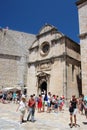 Dubrovnik, Croatia, June 2015. The square in front of the medieval Catholic church inside the fortress walls.