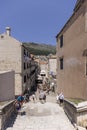 View from baroque Jesuit Stairs of picturesque street leading to Gundulic Square, Dubrovnik, Croatia