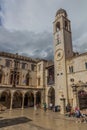 DUBROVNIK, CROATIA - MAY 31, 2019: Clock tower in the old town of Dubrovnik, Croat Royalty Free Stock Photo