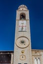 DUBROVNIK, CROATIA - MAY 30, 2019: Clock tower in the old town of Dubrovnik, Croat Royalty Free Stock Photo