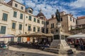 DUBROVNIK, CROATIA - MAY 31, 2019: Ivan Gundulic monument in the old town of Dubrovnik, Croat