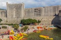 DUBROVNIK, CROATIA - MAY 31, 2019: Kayaking in the West harbor of Dubrovnik, Croat
