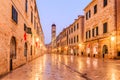 Dubrovnik, Croatia night view at old historic street Stradun. Royalty Free Stock Photo