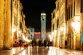 Dubrovnik, Croatia. Night view of Stradun street of old city Royalty Free Stock Photo