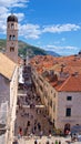 Dubrovnik, Croatia - October 2017: Overview of tourists on the street of old town Dubrovnik in Croatia