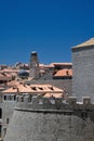 Dubrovnik, Croatia, old harbor walls and city roofs