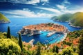 Dubrovnik, Croatia. Panoramic view of Adriatic sea and old town, Historic town of Dubrovnik panoramic view, AI Generated