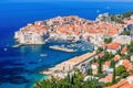 Dubrovnik, Croatia. Panoramic view of the walled city. Royalty Free Stock Photo