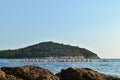 Dubrovnik / Croatia - September 09 2014: Group of people are kayaking in the bay of Dubrovnik. Royalty Free Stock Photo