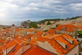 Dubrovnik, Croatia. Town houses red roofs architectural sea landscape view Royalty Free Stock Photo