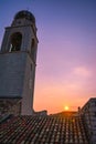 Magical Sunset by Dubrovnik Bell Tower - Croatia Royalty Free Stock Photo