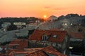 Magical Sunset Over the Roofs of Dubrovnik - Croatia Royalty Free Stock Photo