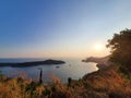 Dubrovnik and Lokrum in the sunrset Royalty Free Stock Photo
