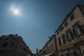 Dubrovnik old city with sun Royalty Free Stock Photo