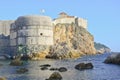 Dubrovnik old city walls at sunset Royalty Free Stock Photo