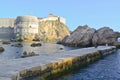 Dubrovnik old city walls at sunset Royalty Free Stock Photo