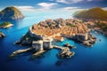 Dubrovnik old town on the Adriatic Sea in Croatia, Dubrovnik landscape, Aerial view of the famous European travel destination in